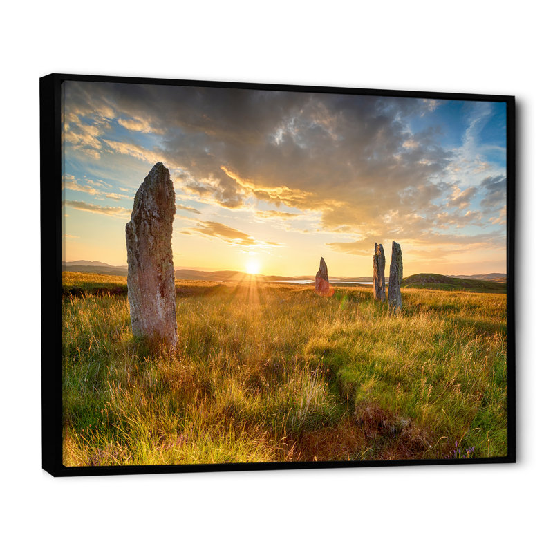 Pierres debout sur toile, H 12 po x l 20 po x P 1 po, Cadre flottant noir