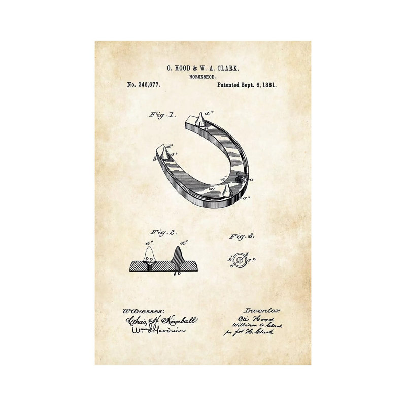 «Horseshoe» par brevet77 - reproduction de dessin sur toile tendue, H 40 po x l 26 po x P 1,5 po