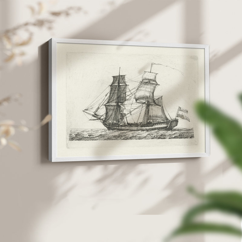 Croquis rétro - LVII - Reproduction encadrée - Restickable, H 22 po x l 28 po, Blanc