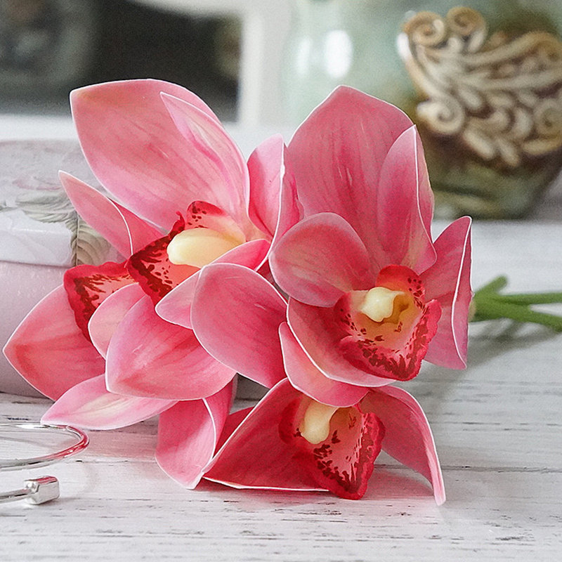 Faux Silk Orchid Arrangement, Light Powder
