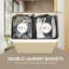  100L Laundry Basket with Lid, Washing Basket for Bathroom, Brown-2132228867