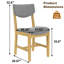 4 chaises de salle à manger rustiques, structure en bois d'hévéa massif, tissu gris, base adaptée aux besoins différents et de vie, revêtement intérieur