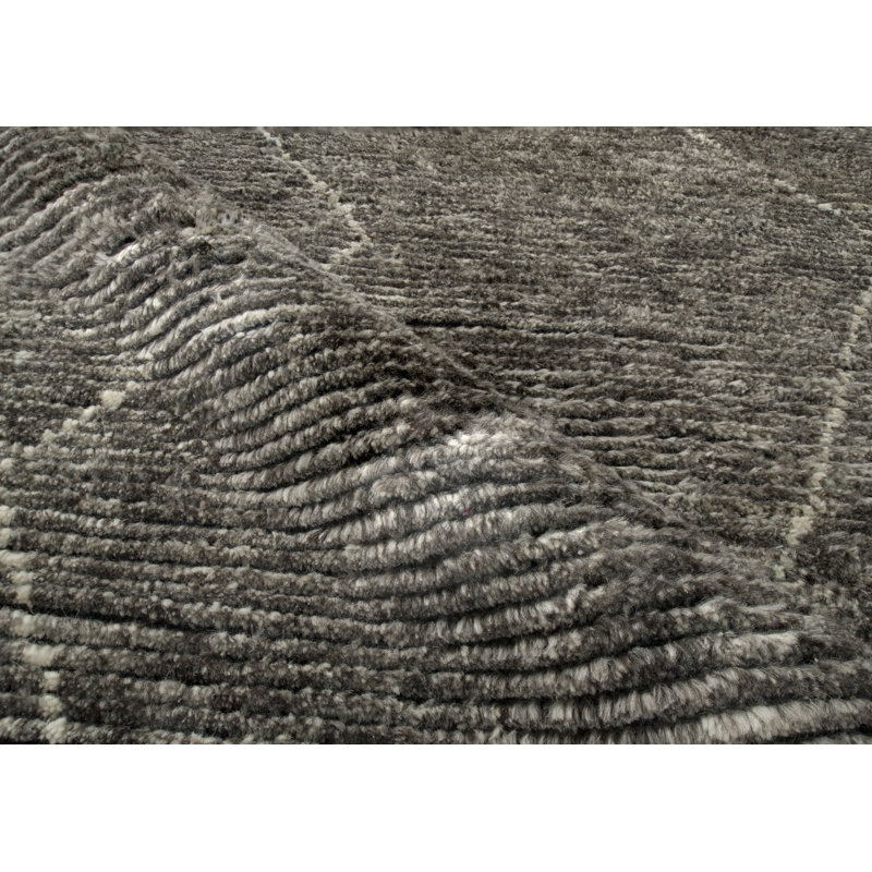 Geometric Wool Gray Area Rug, Rectangle 8' x 10'