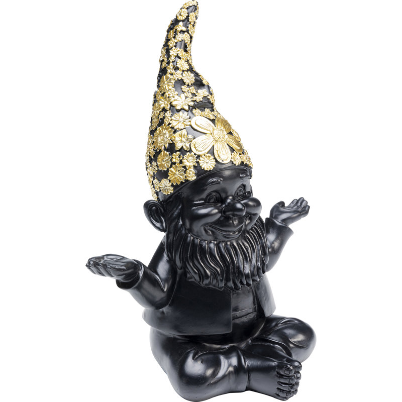 Decorative figure dwarf meditation black gold 19cm