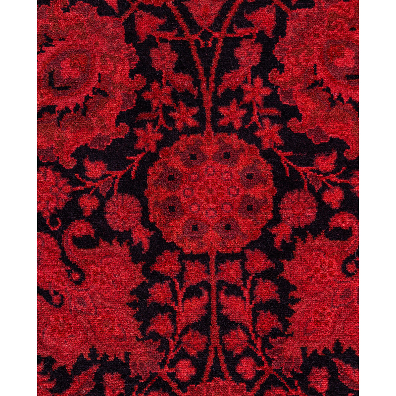 Overdyed Hand-Knotted Wool Modern-Contemporary Pink Runner 2' 7" x 12' 10"