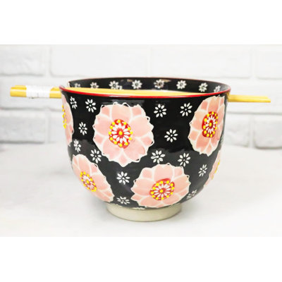 Cherry Blossoms Sakura Donburi Ramen Bowl With Chopsticks Set