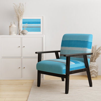 «Fredel - Turquoise et gris, art abstrait - Fauteuil rembourré d'appoint moderne