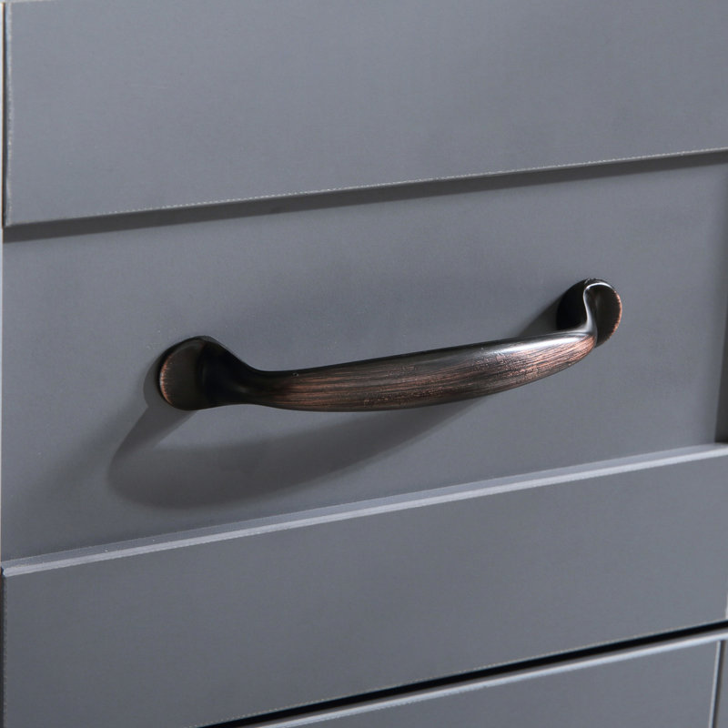 Meuble-lavabo gris 30 po - résistant à l'huile, à rayures, égratignures, bris, bleu foncé, poignée en bronze chic, pièce décorative bleue