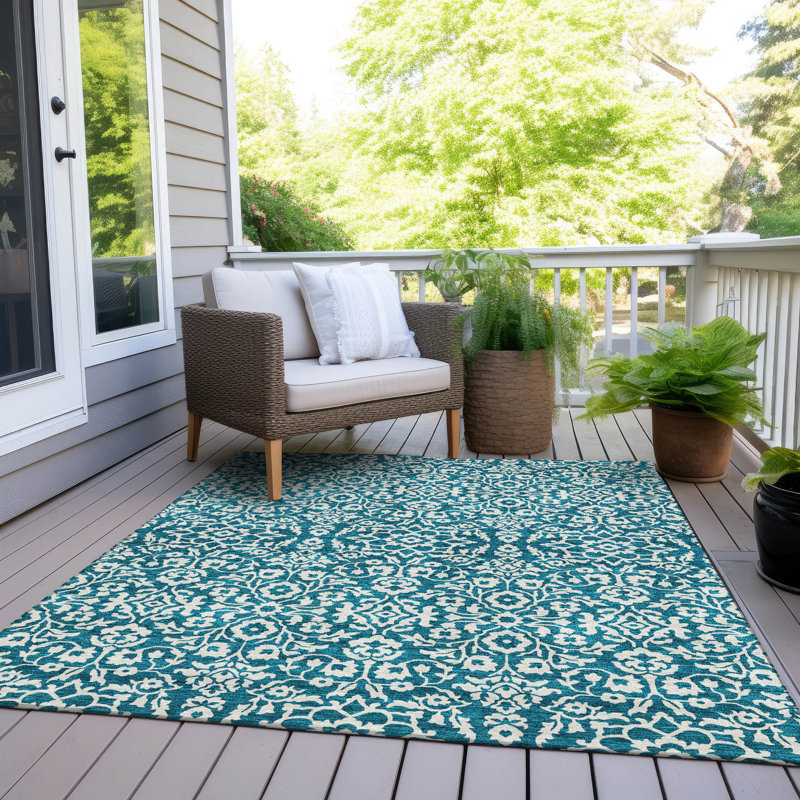 Floral Indoor / Outdoor Rug, Rectangle 10' x 14'