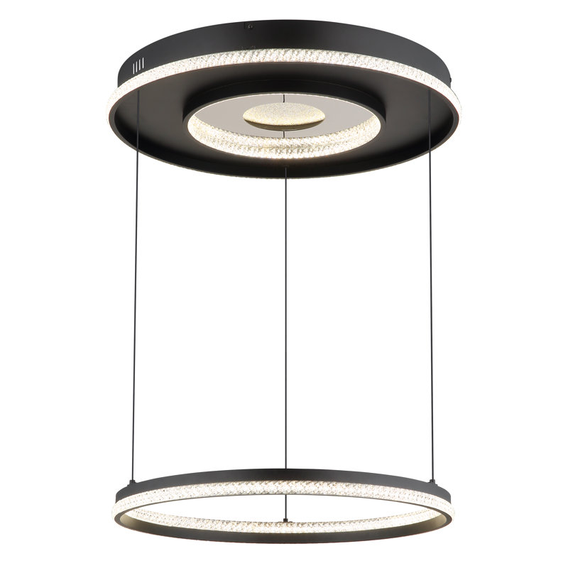 1 - Light Matte Black LED Geometric Pendant