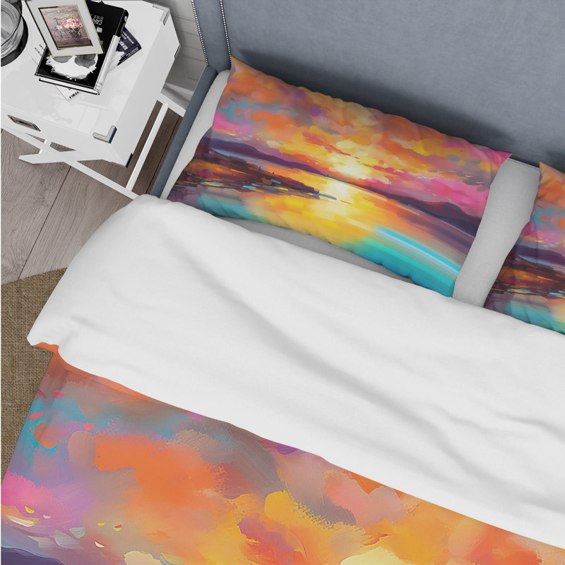 Ensemble de housse de couette Coastal Sunset With Colorful Reflections II - Microfibre