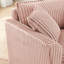 Chaise simple en velours côtelé rose avec dossier confortable et facile à assembler, pour économiser de l'espace sur le balcon-97158049