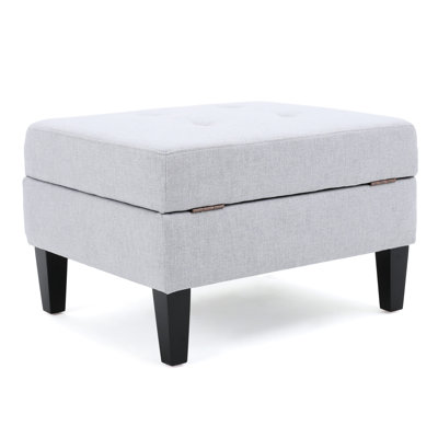 Elegant Grey With Enticing Waffle Stitch And Birch Legs, 28.75W X 23.25D 18.50H Fashionable Wood Base, Cover,