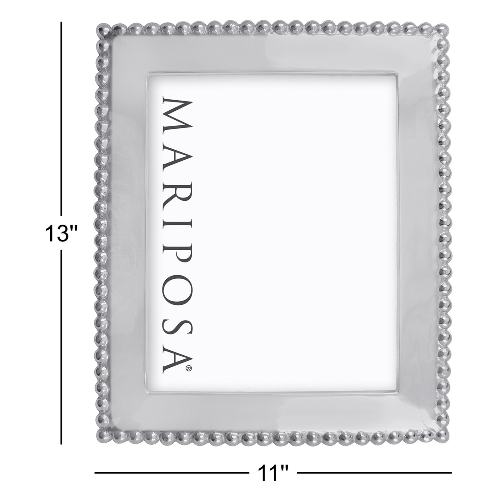 String Of Pearls Silver Metal Beaded Picture Frame, 8" x 10"