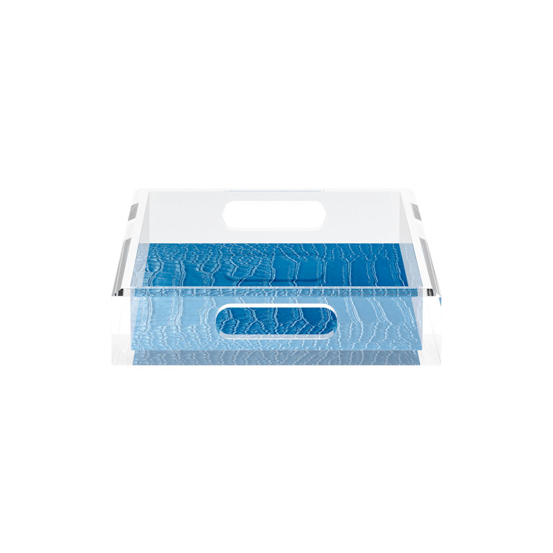 Crocodile Acrylic Rectangle Decorative Tray, Kyoto Blue, 12.5"W x 7.75"D x 2"H