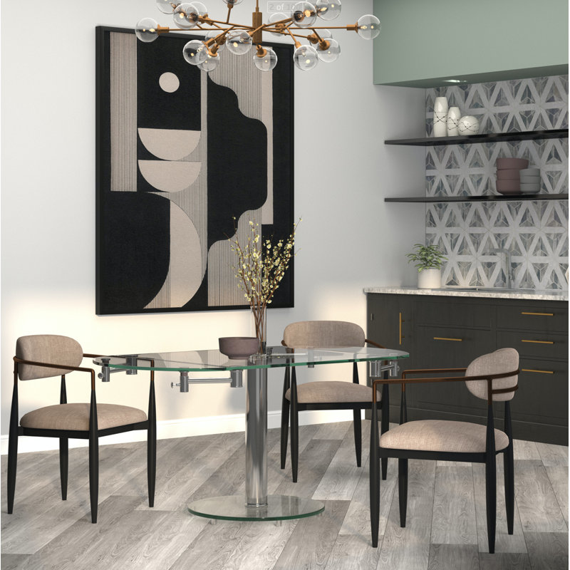 Avonda Extendable Glass Dining Table, 30" H x 50" L x 35.5" W