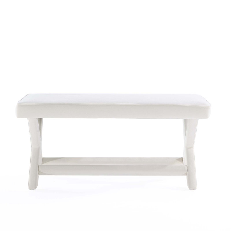 Repose-pieds en velours Abigail Mid-Century, Crème, crème