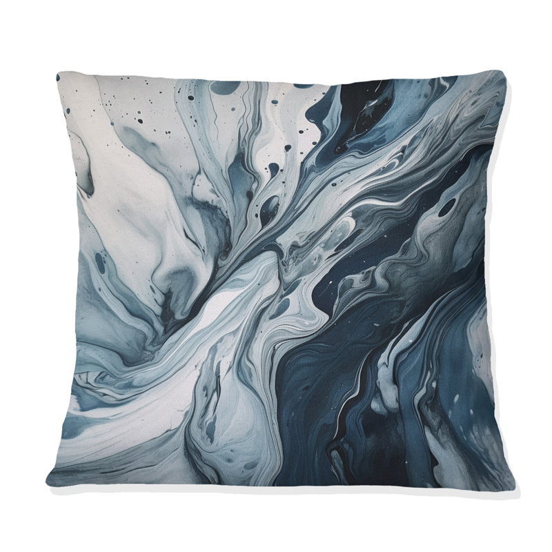 Blue And Grey Ethereal Elixir III - Abstract Printed Throw Pillow