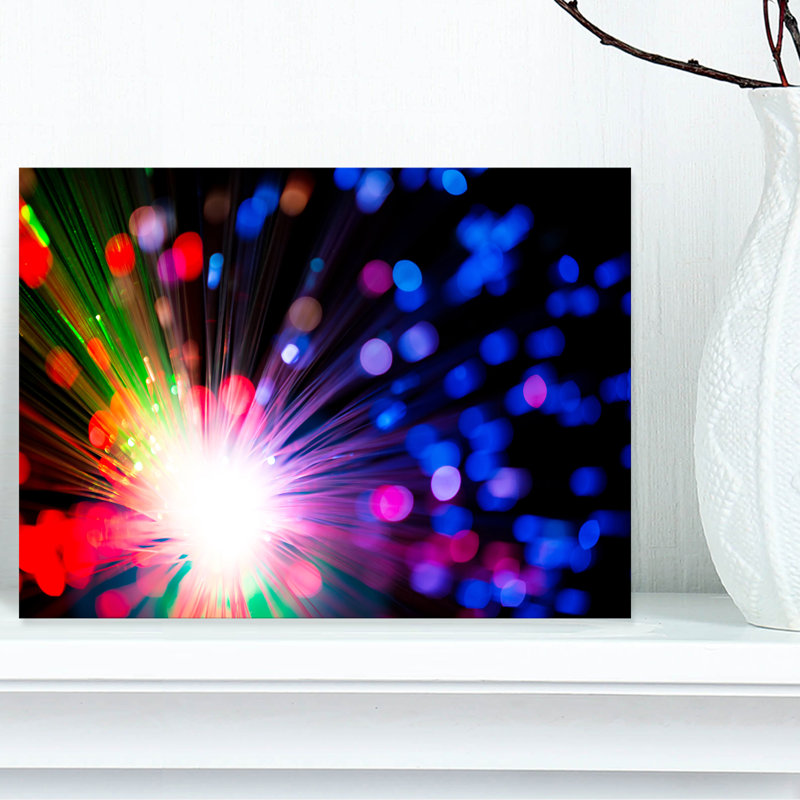 Multicolore fibre optique éclairage - impression sur toile tendue, H 28 po x l 60 po