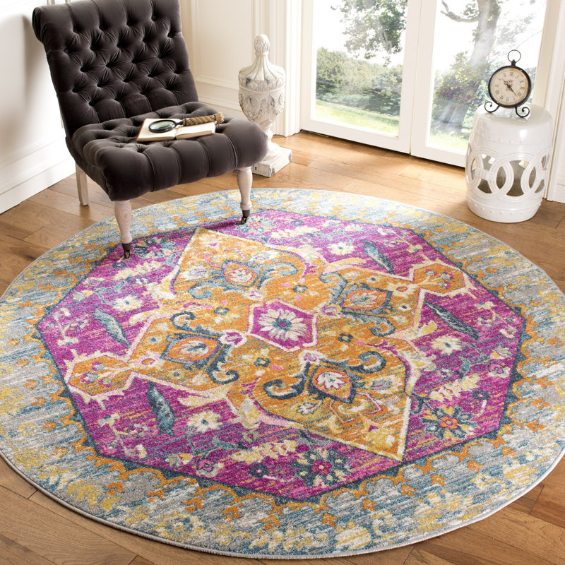 Tapis oriental gris clair Felty, Rond 6 pi 7 po