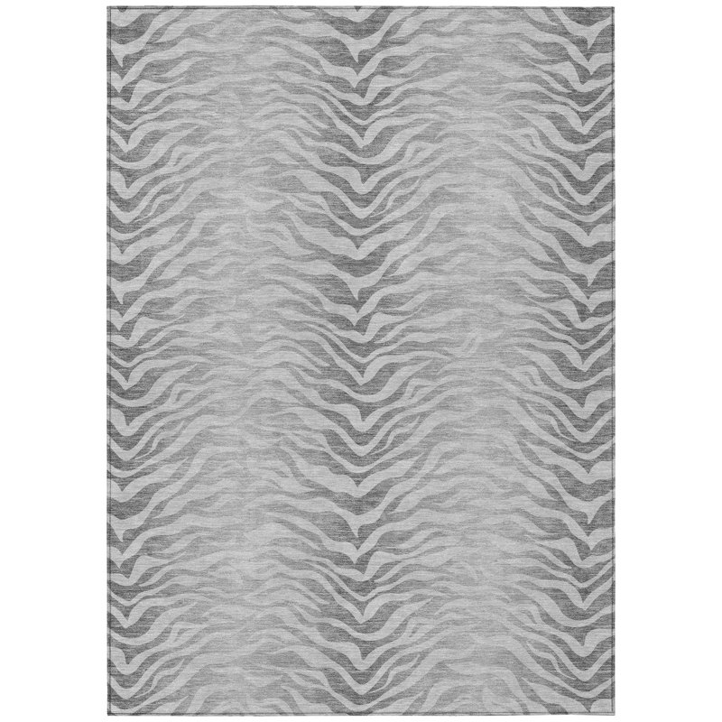 Machine Washable Indoor/Outdoor Chantille ACN2925 Animal Print Rug, 8' x 10', Silver