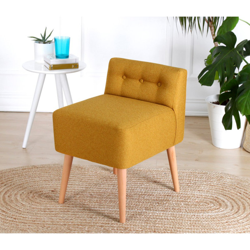 Corley 43cm Wide Tufted Square Solid Colour Footstool Ottoman, Mustard