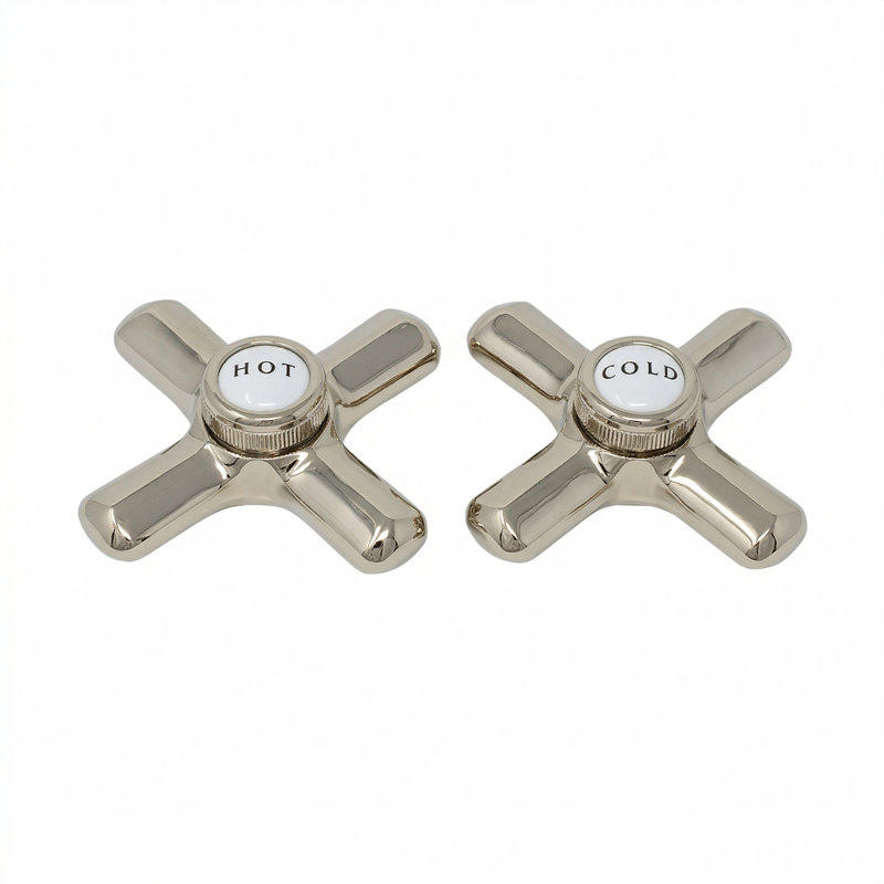 Strom Living P0217 Crosspoint Handles with Porcelain Button in Chrome, Nickel poli