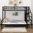 Twin over Full Size Metal Bunk Bed with Storage Staircase and Open Wardrobe,-231154599