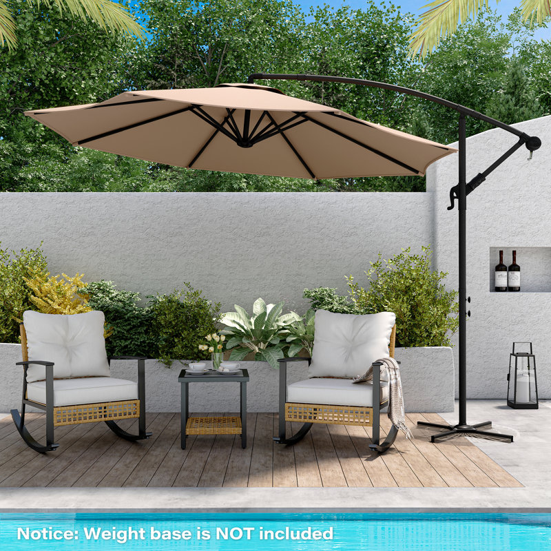 Parasol en porte-à-faux 120 "avec manivelle, Beige clair