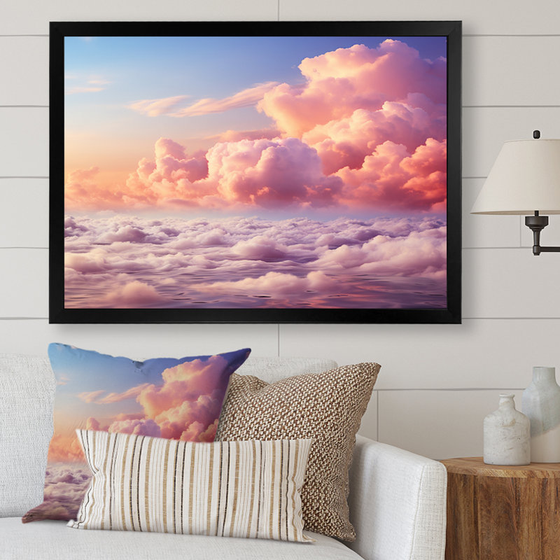 " Sky Pastel Dreamscape II ", Black Single Picture Framed, 12" H x 20" W x 1" D