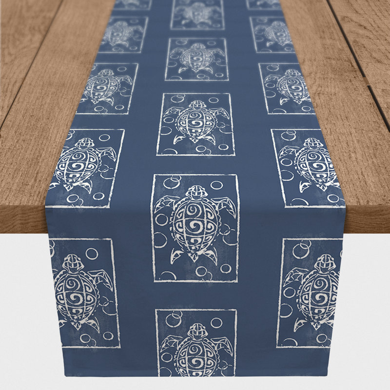Chemin de table gris, 72 po x 16 po, 1, Bleu marine