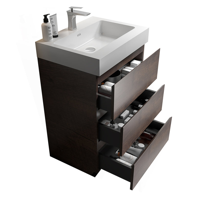 Meuble-lavabo autoportant avec lavabo, Blanc