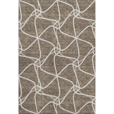 Premium Machine Washable Prisco Brown Rug