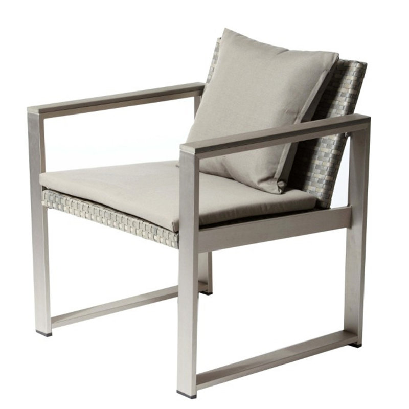 Chaise rembourrée en aluminium rembourrée avec rotin, Gris