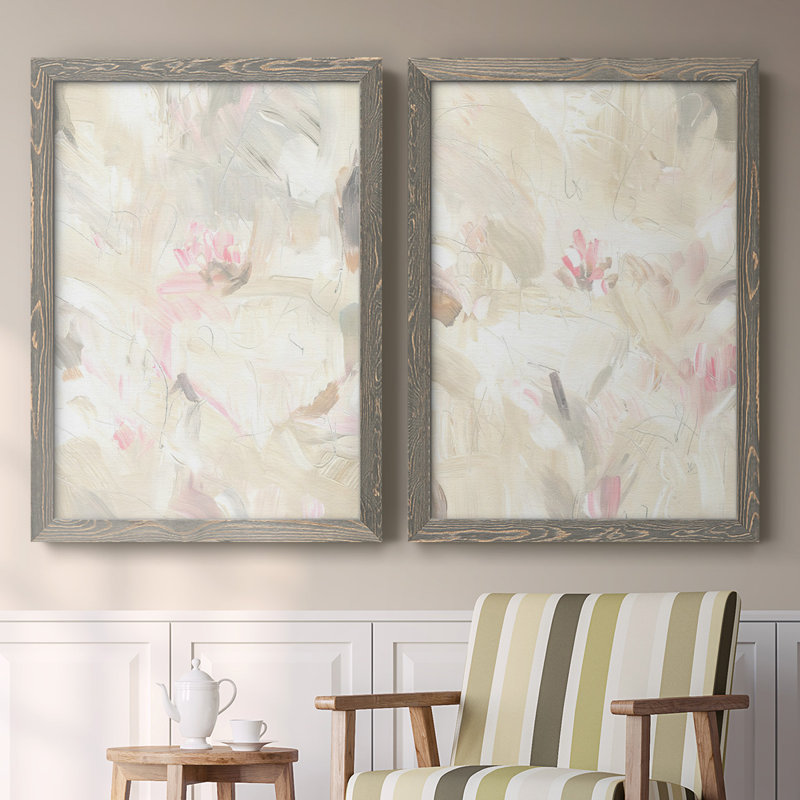 Toile encadrée «Soft Abstraction I» - prêt à accrocher, H 27,5 po x l 75 po x P 1,5 po, gris