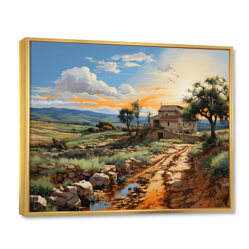Italie, campagne sicilienne I sur impression sur toile, H 12 po x l 20 po x P 1 po, Cadre flottant doré