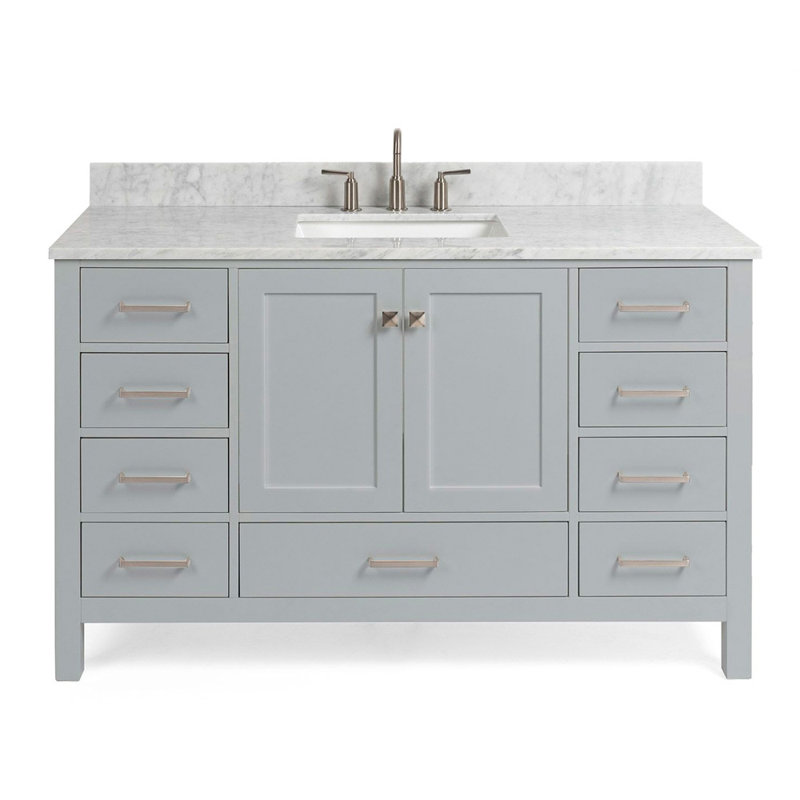Flynt Single Bathroom Vanity Set, Gray/Brushed Nickel, Rectangular, 55" W
