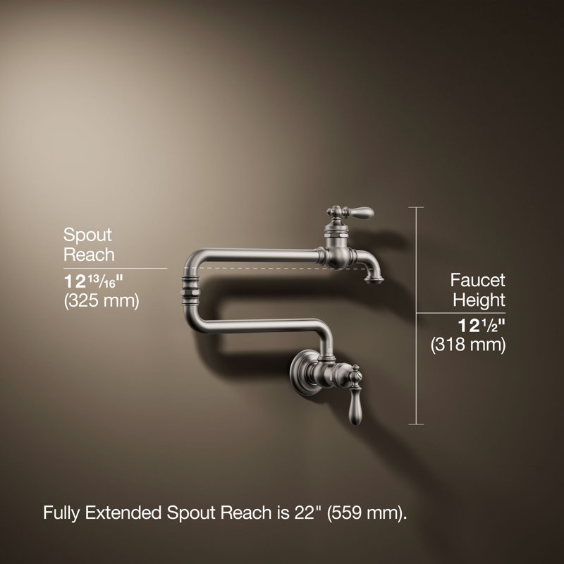 Artifacts® Single-Hole Wall-Mount Pot Filler, Vibrant Stainless