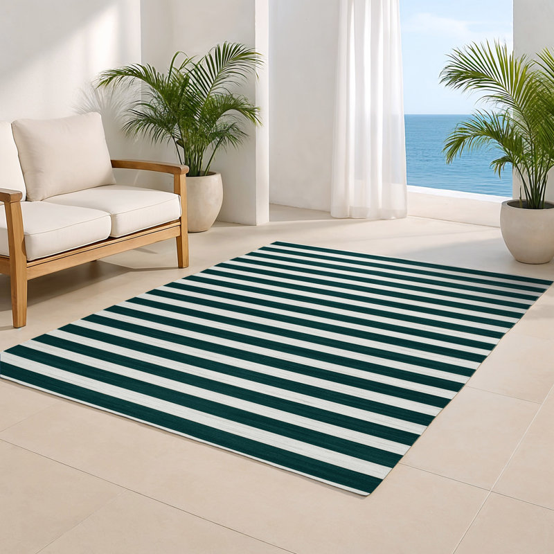 Tapis intérieur / extérieur vert HorizontalStripes, Rectangle 4pi x 6 pi