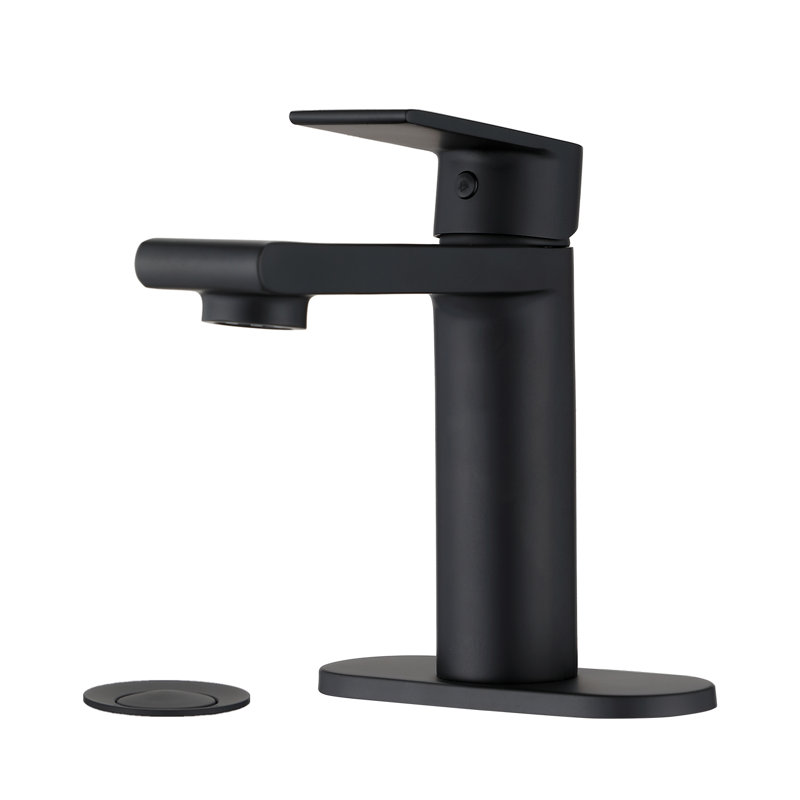 Single-handle Bathroom Faucet with Drain Assembly, Matte Black