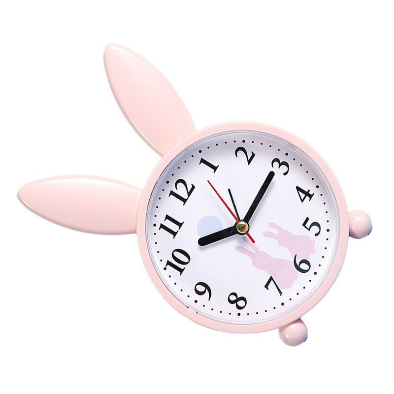 Réveil en forme de lapin mignon, silencieux et précis, décoratif pour la chambre à coucher