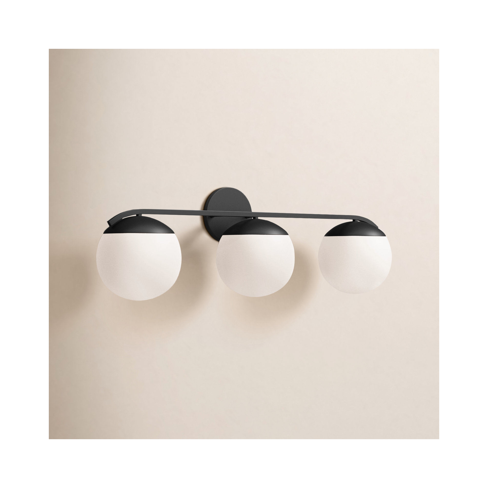 3 Light Frosted Dimmable Vanity Light, Matte Black