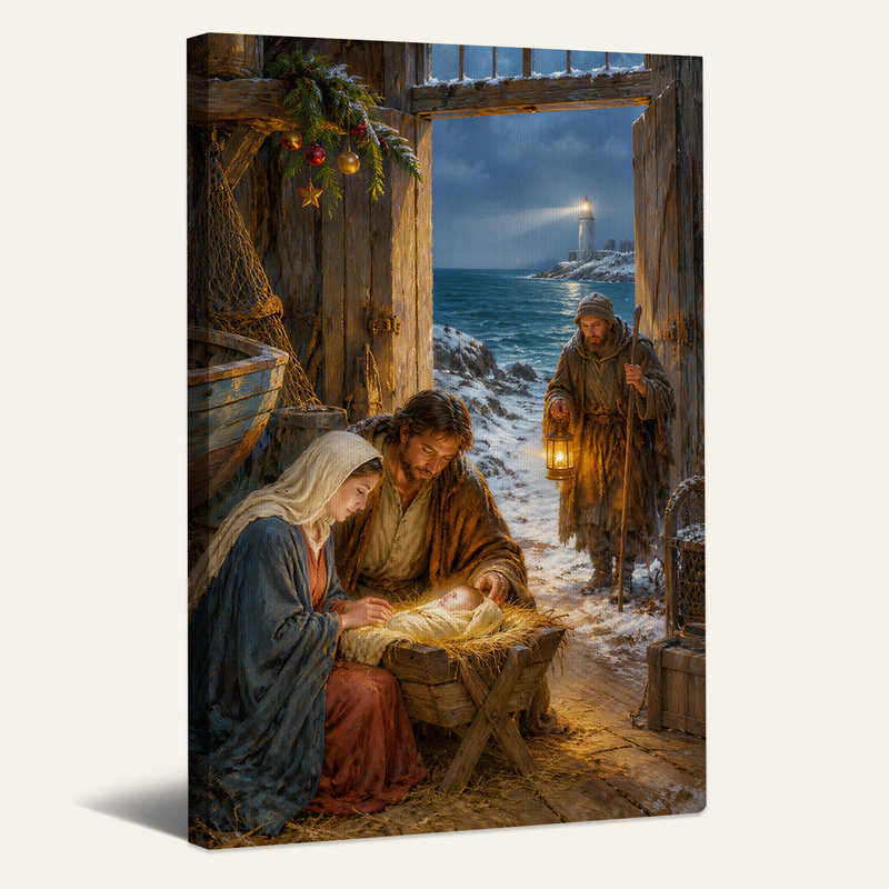 Art de toile sur fond de crèche de Noël, H 36 po x l 24 po