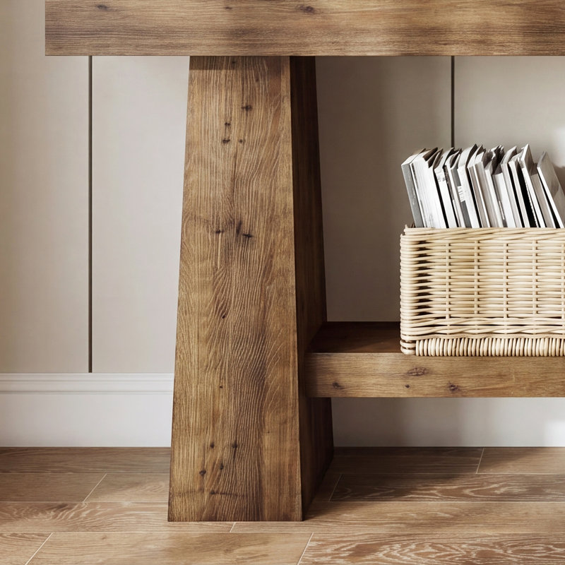 Solid Wood Console Table, Wood Brown