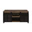 Table basse rectangulaire à finition rustique, avec portes coulissantes et rangement dissimulé, solutions