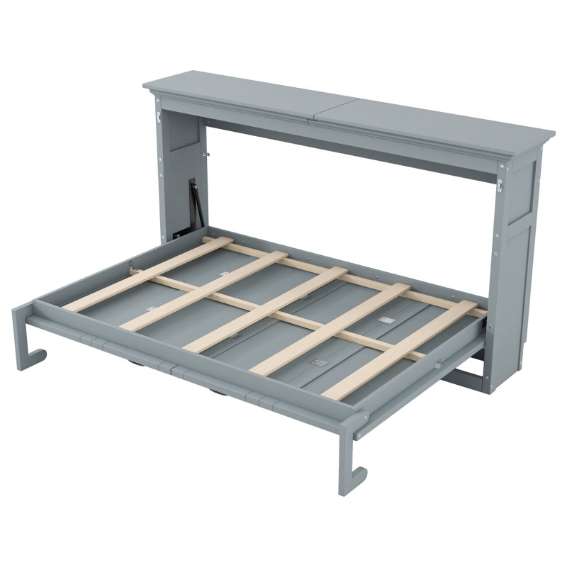Lit escamotable simple, peut être plié dans une armoire, gris