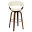 Tabouret de bar pivotant de couleur unie avec base en noyer et conception élégante avec repose-pieds