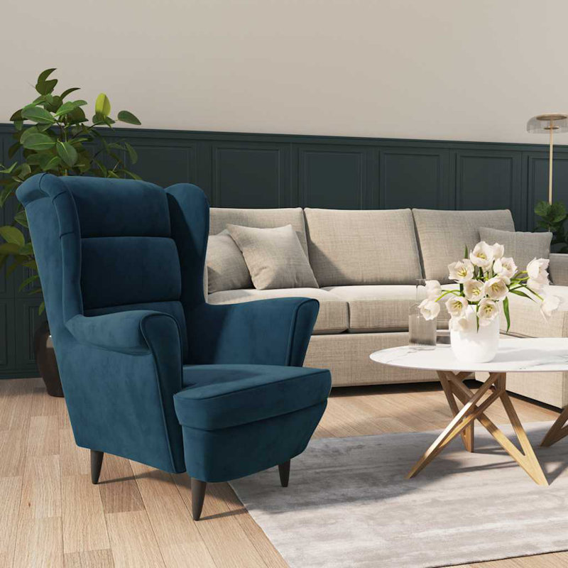 Jelez armchair, Polyester bleu