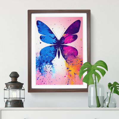 Paint Splash Butterfly No.3 1 Piece Single Picture Frame Painting