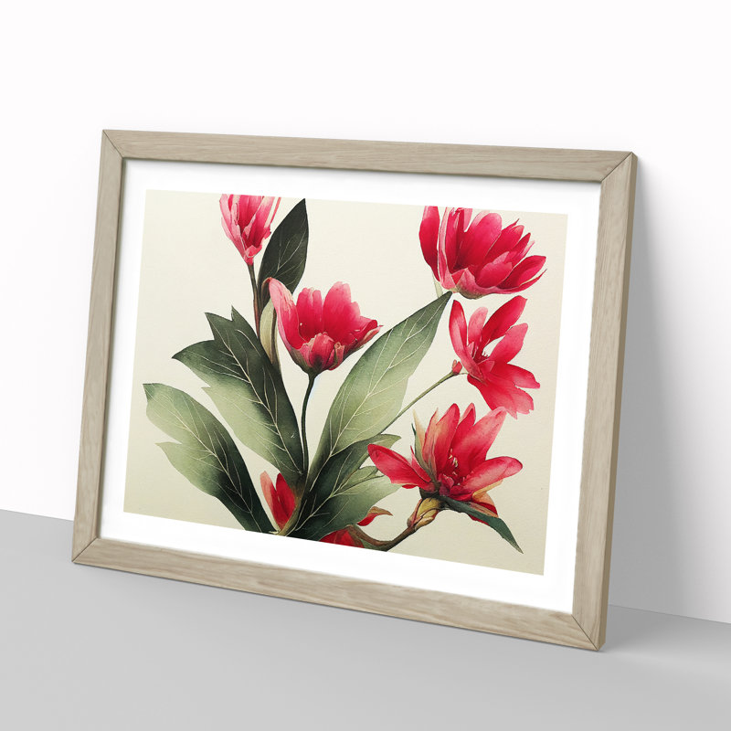 Awesome Watercolour Flowers - Framed Print, 25cm H x 34cm W x 2cm D, Oak